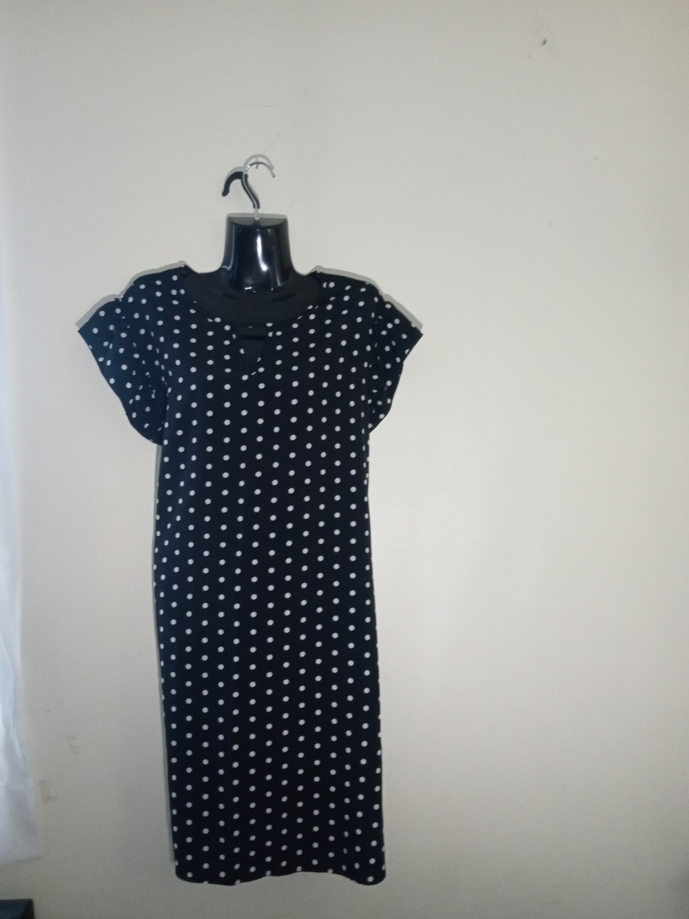 SHEIN Black Midi Dress with White Polka Dots